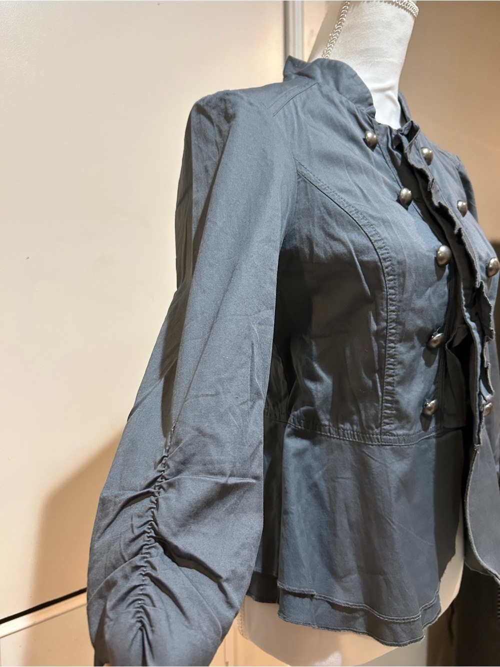 Charlotte Russe Charcoal Military-Style Button Jacket New